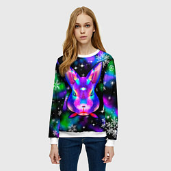 Свитшот женский Неоновый кролик, цвет: 3D-белый — фото 2