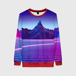 Свитшот женский Neon mountains - Vaporwave, цвет: 3D-красный