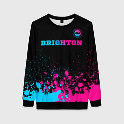 Свитшот женский Brighton - neon gradient: символ сверху, цвет: 3D-черный