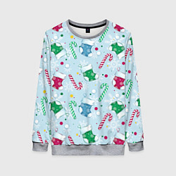 Свитшот женский Новогодний паттерн, цвет: 3D-меланж