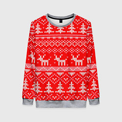 Женский свитшот Рождественский красный свитер с оленями