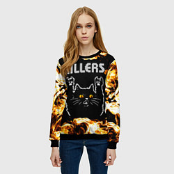 Свитшот женский The Killers рок кот и огонь, цвет: 3D-черный — фото 2