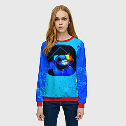 Свитшот женский Радужные друзья: Синий глитч, цвет: 3D-красный — фото 2