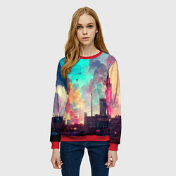 Свитшот женский Разъяренный город, цвет: 3D-красный — фото 2