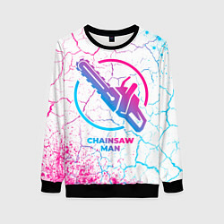 Свитшот женский Chainsaw Man neon gradient style, цвет: 3D-черный