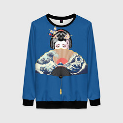 Женский свитшот Японская гейша с большим веером