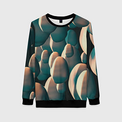 Свитшот женский Множество абстрактных летающих камней, цвет: 3D-черный