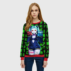 Свитшот женский Неоновые иероглифы - Rebecca, цвет: 3D-красный — фото 2