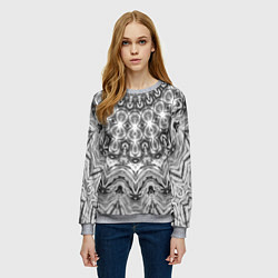 Свитшот женский Серый ажурный калейдоскоп мандала, цвет: 3D-меланж — фото 2