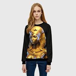 Свитшот женский Нейросеть - золотая египетская богиня, цвет: 3D-черный — фото 2