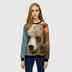Свитшот женский Русский бурый медведь, цвет: 3D-черный — фото 2