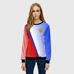 Свитшот женский Россия полосы с гербом, цвет: 3D-черный — фото 2