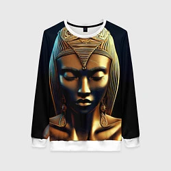 Свитшот женский Нейросеть - золотая статуя египетской царицы, цвет: 3D-белый