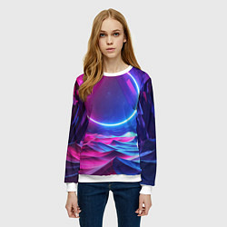 Свитшот женский Круг и разноцветные кристаллы - vaporwave, цвет: 3D-белый — фото 2