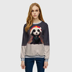 Свитшот женский Пёсель - панда в колпаке, цвет: 3D-меланж — фото 2