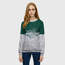 Свитшот женский Merry Christmas зелёный, цвет: 3D-меланж — фото 2