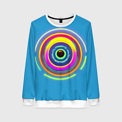 Свитшот женский Гипнотические окружности, цвет: 3D-белый