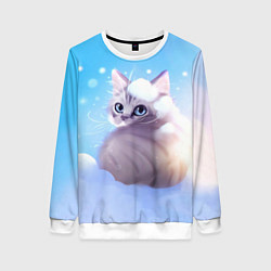 Женский свитшот Заснеженный котик