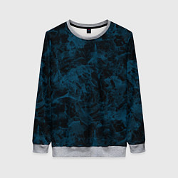 Свитшот женский Синий и черный мраморный узор, цвет: 3D-меланж