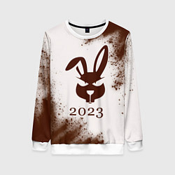 Свитшот женский Кролик 2023 хитрый на светлом, цвет: 3D-белый