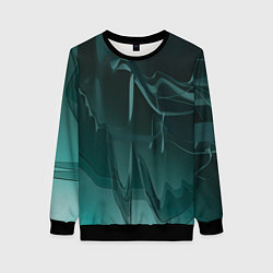 Свитшот женский Волнообразные тёмно-зелёные линии, цвет: 3D-черный