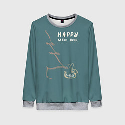 Свитшот женский Леттеринг с новым 2023 годом кролика, цвет: 3D-меланж