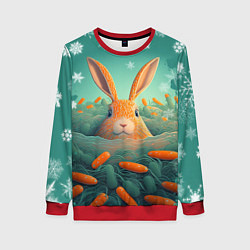 Женский свитшот Кролик в море моркови