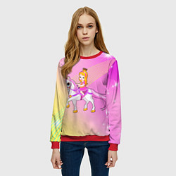 Свитшот женский Принцесса с золотыми волосами на лошади, цвет: 3D-красный — фото 2