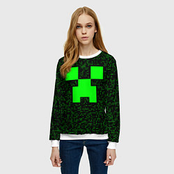 Свитшот женский Minecraft green squares, цвет: 3D-белый — фото 2