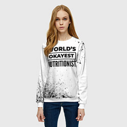 Свитшот женский Worlds okayest nutritionist - white, цвет: 3D-белый — фото 2