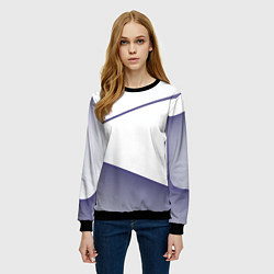 Свитшот женский Абстрактный белый и фиолетовый паттерн, цвет: 3D-черный — фото 2