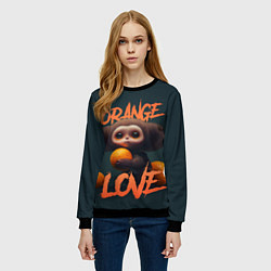 Свитшот женский Милый персонаж с мандарином, цвет: 3D-черный — фото 2
