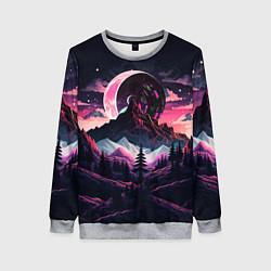 Свитшот женский Луна в горах, цвет: 3D-меланж
