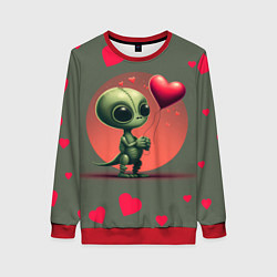 Свитшот женский Влюбленный инопланетянин, цвет: 3D-красный