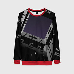 Свитшот женский Тёмный абстрактный металлический лабиринт и небо, цвет: 3D-красный