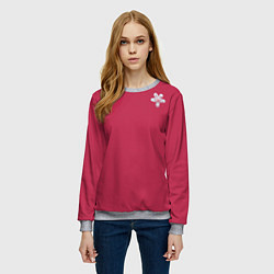 Свитшот женский Белый цветок на Вива Маджента, цвет: 3D-меланж — фото 2