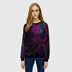 Свитшот женский Красно - фиолетовая волна, цвет: 3D-черный — фото 2