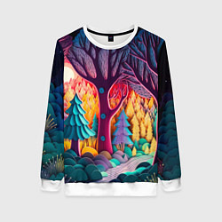 Женский свитшот Сказочный лес на закате солнца