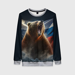 Свитшот женский Русский медведь патриот, цвет: 3D-меланж