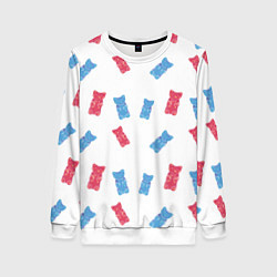 Женский свитшот Паттерн с мишками на белом фоне