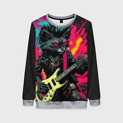 Свитшот женский Rocker Cat on a dark background - C-Cats collectio, цвет: 3D-меланж