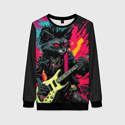 Свитшот женский Rocker Cat on a dark background - C-Cats collectio, цвет: 3D-черный