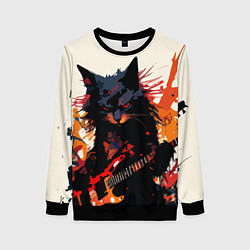 Свитшот женский Black rocker cat on a light background - C-Cats co, цвет: 3D-черный