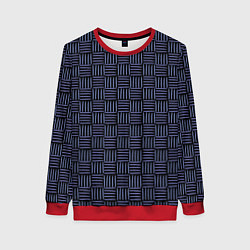Свитшот женский Паттерн из синих линий, цвет: 3D-красный