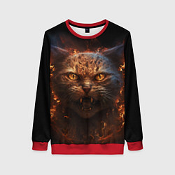 Свитшот женский Огненный кот, цвет: 3D-красный