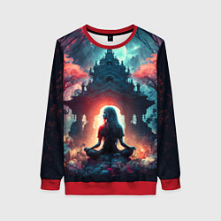 Свитшот женский Медитирующая девушка, цвет: 3D-красный