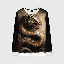 Свитшот женский Китайский дракон с открытой пастью, цвет: 3D-белый