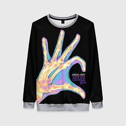 Свитшот женский Сердечко левой рукой - неоновый рентген, цвет: 3D-меланж