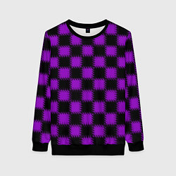 Свитшот женский Фиолетовый черный узор Шахматка, цвет: 3D-черный