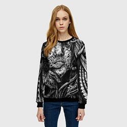 Свитшот женский Девушка монохром, цвет: 3D-черный — фото 2